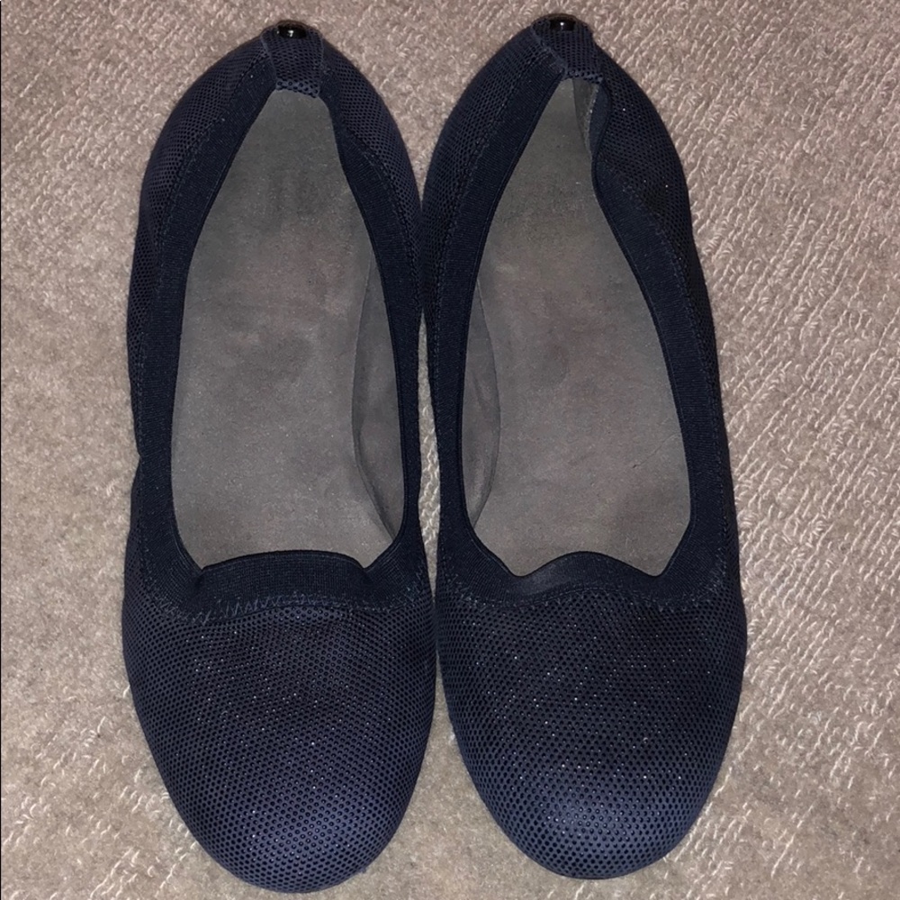 Stuart Weitzman navy leather ballet flats